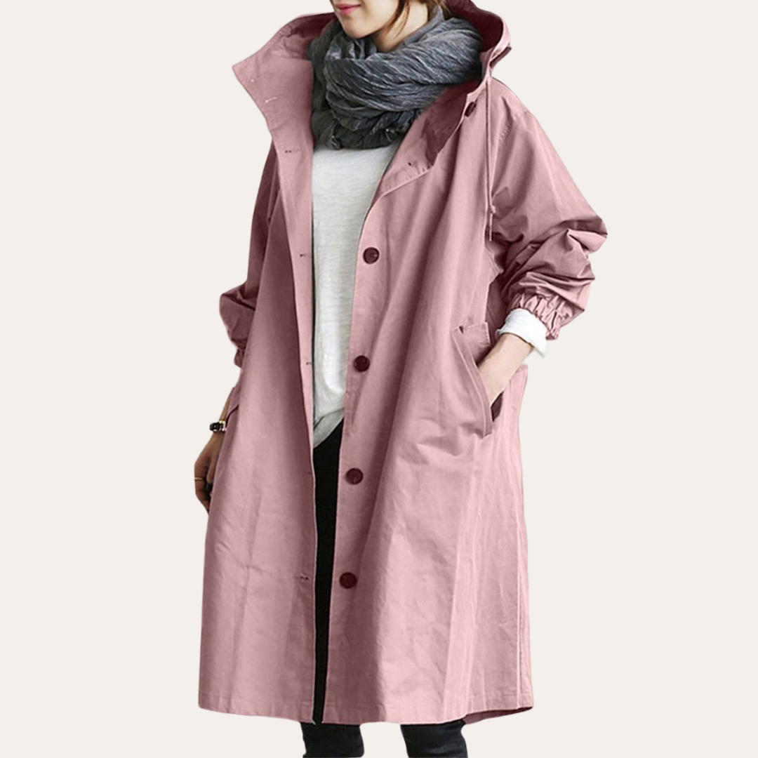 Damen Übergangsmantel mit Kapuze und Knöpfen | Vestea