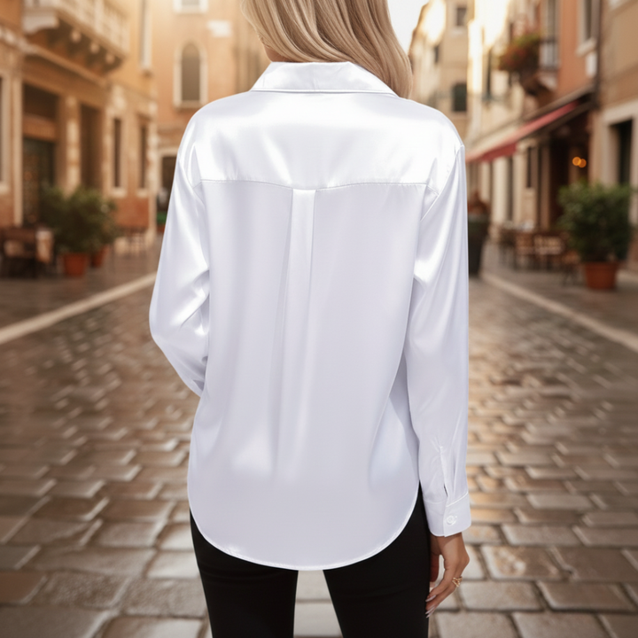 Damen Satin Bluse Langarm | Vestea