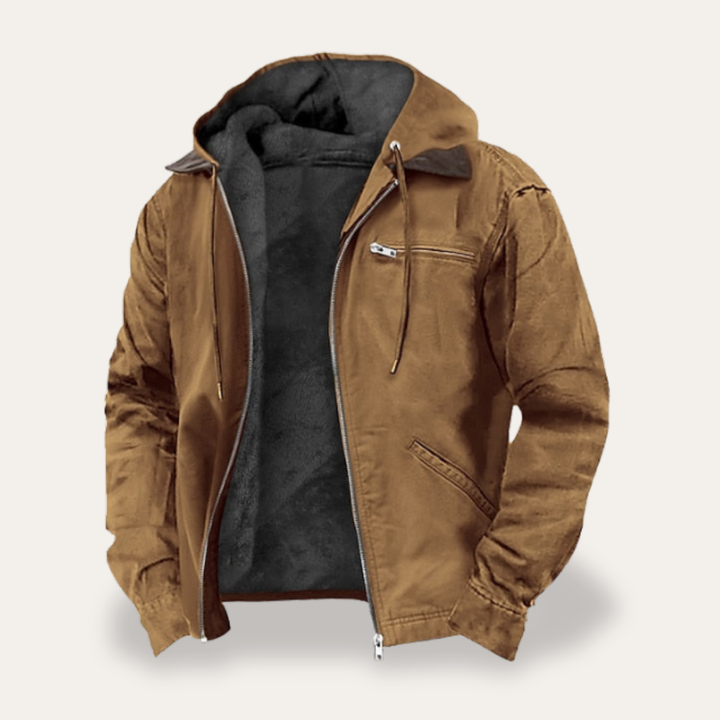 Herren Winterjacke Kapuzenjacke Fleecefutter Reißverschluss Outdoor | Vestea