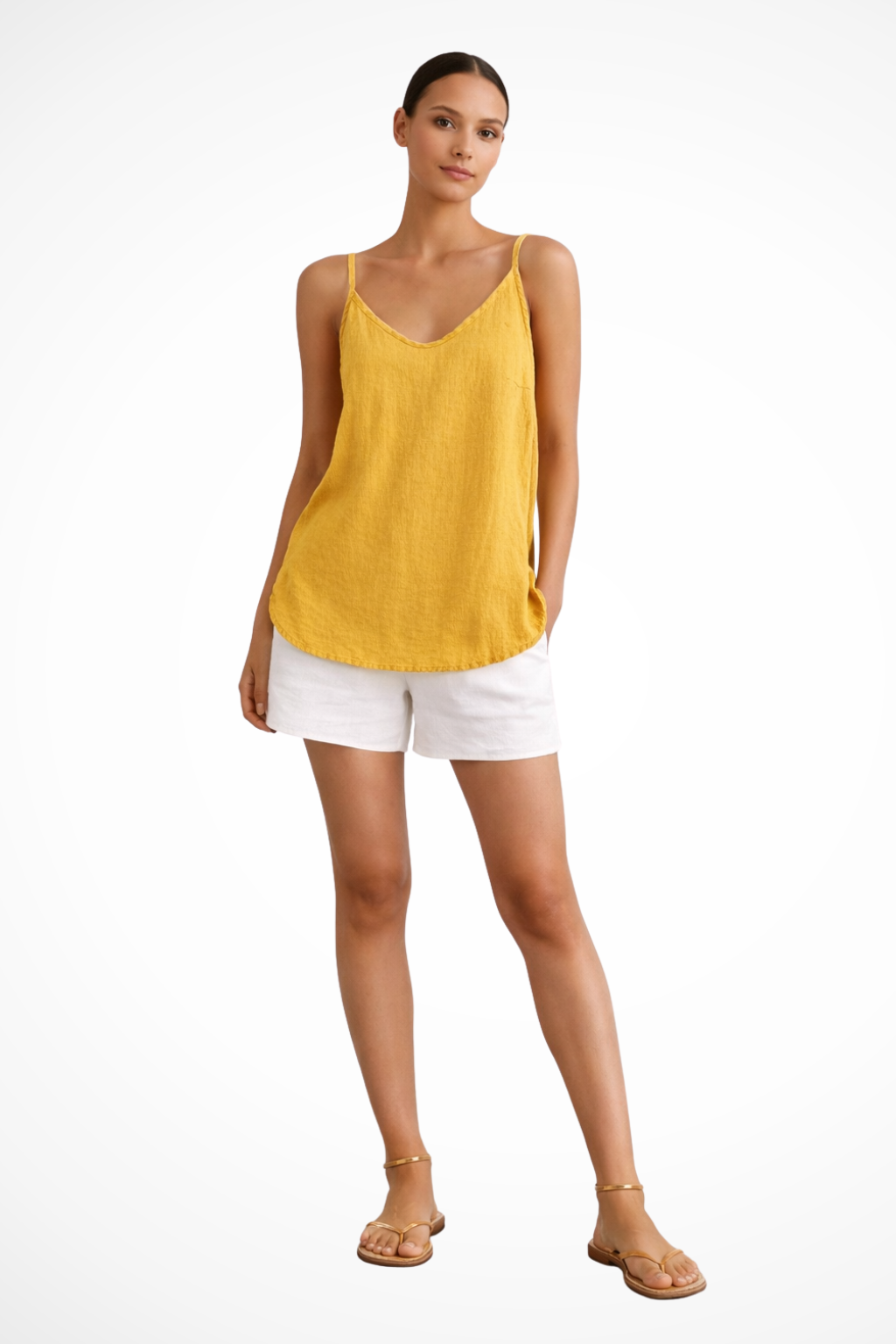 Women's Top Linen Sleeveless Spaghetti Strap Loose Fit – Casual Spring