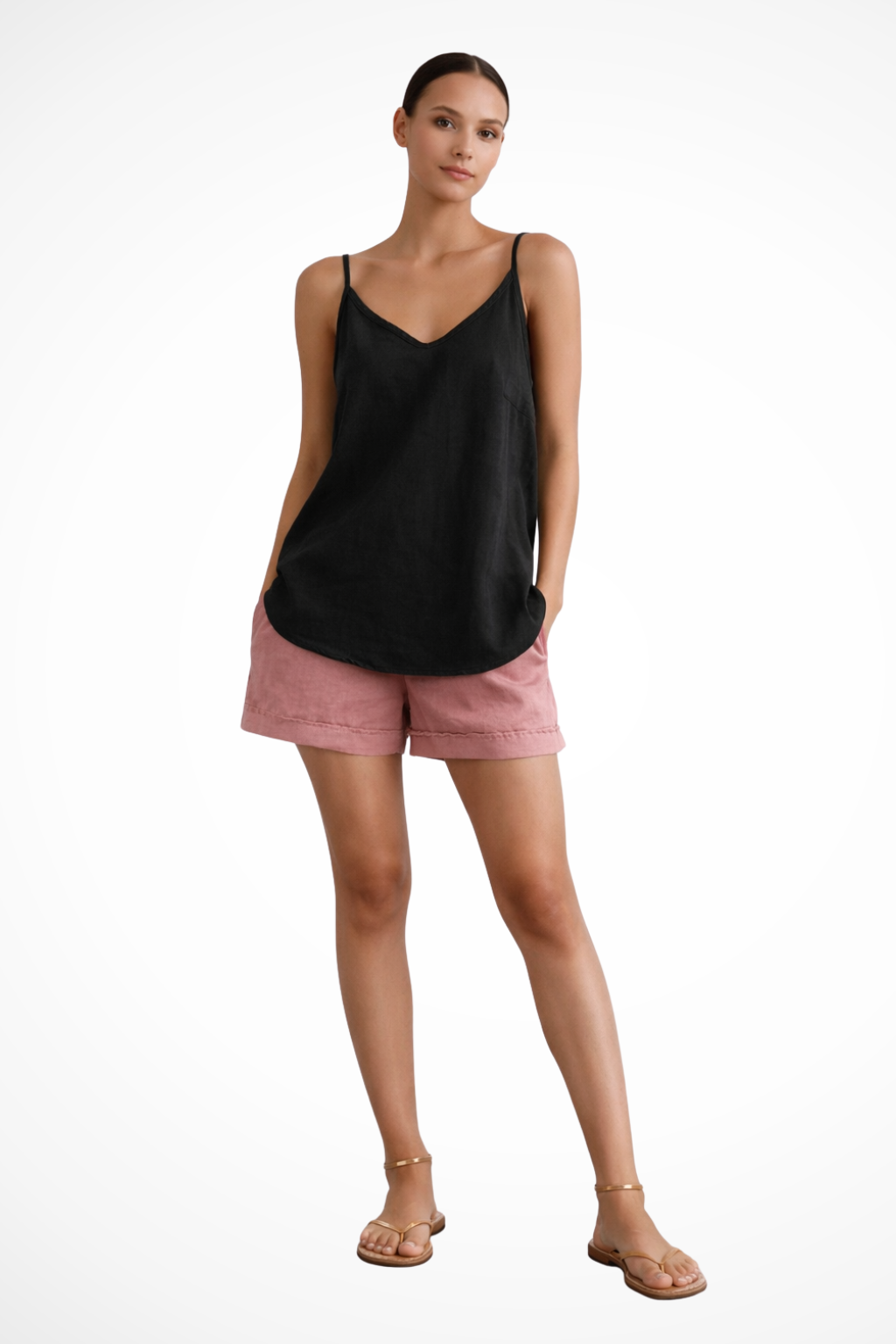 Women's Top Linen Sleeveless Spaghetti Strap Loose Fit – Casual Spring