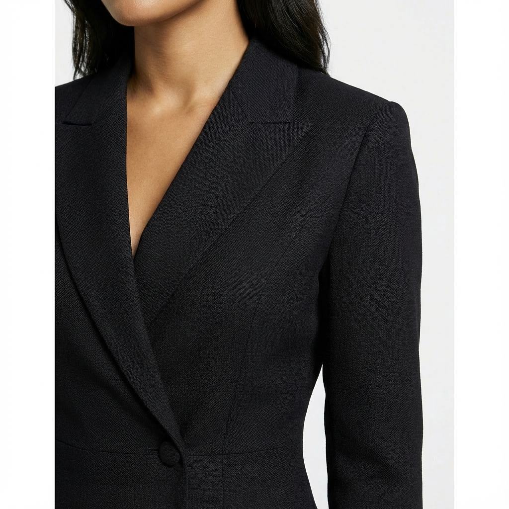 Robe midi femme style blazer à manches longues boutonnée coupe ajustée