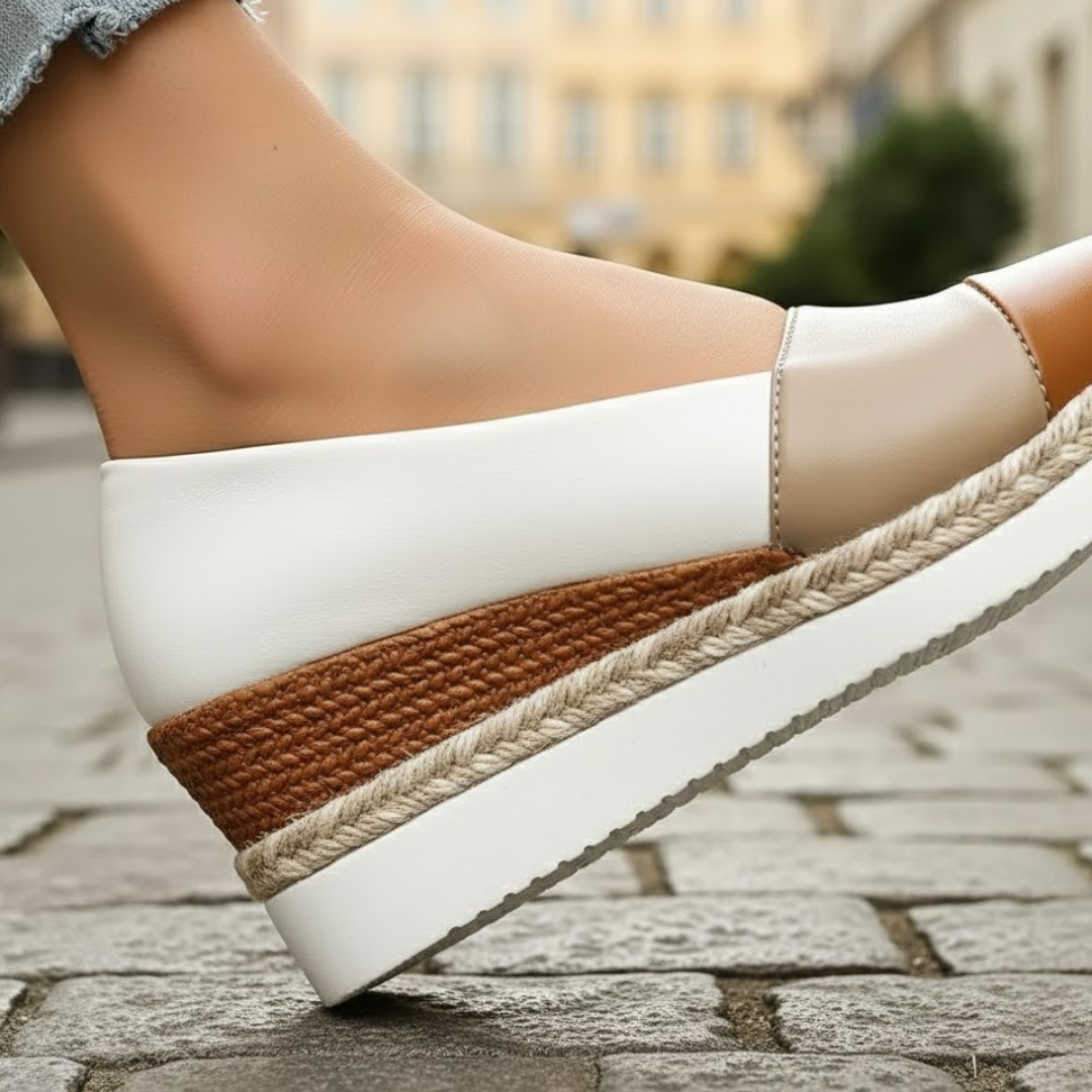 Sandalias de cuña para mujer acabado metálico suela acolchada