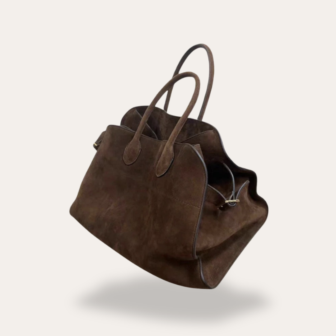 Damen Veloursleder Handtasche Doppelgriff | Vestea