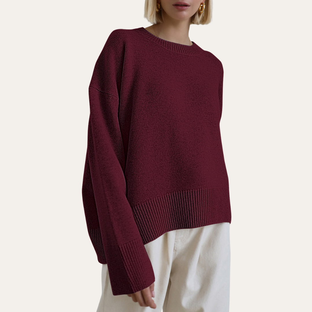 Damen Strickpullover Rundhals Locker Langarm | Vestea