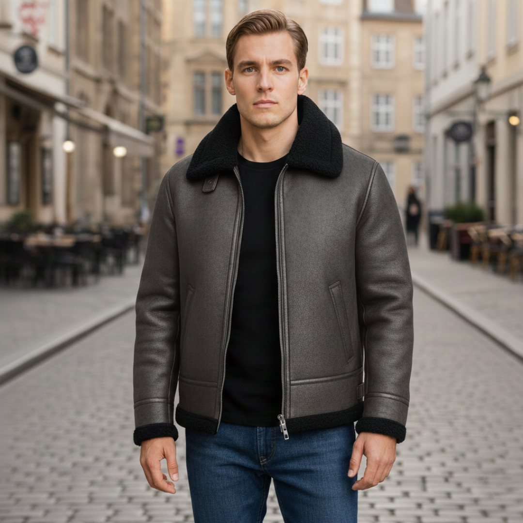 Herren Fliegerjacke Winterjacke Lammfell-Optik Textil | Vestea
