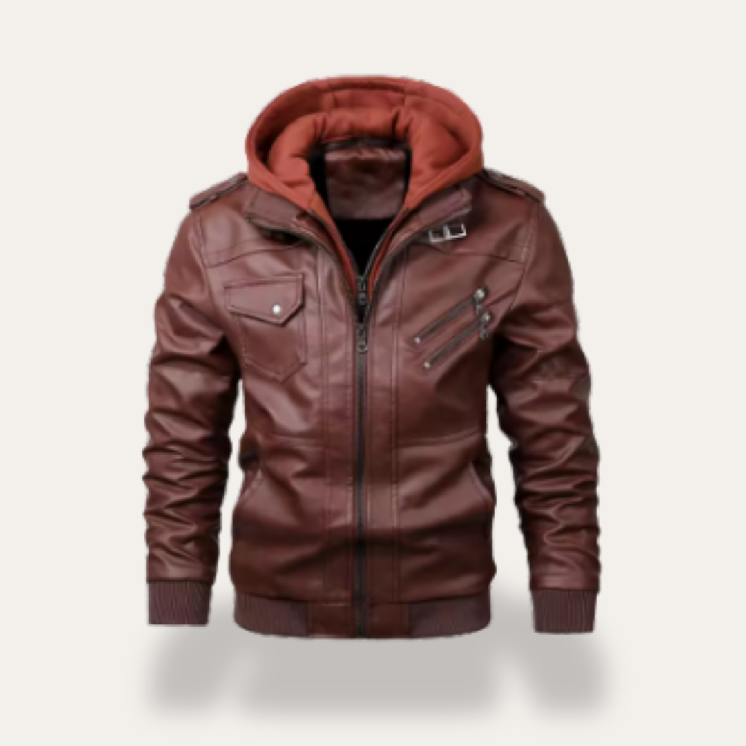 Herren Kunstlederjacke mit Kapuze Winterjacke | Vestea