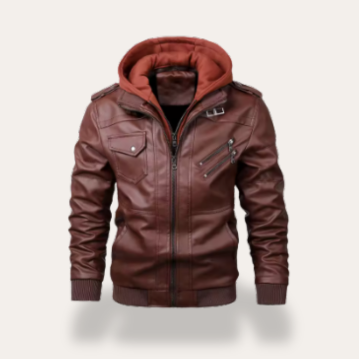 Herren Kunstlederjacke mit Kapuze Winterjacke | Vestea