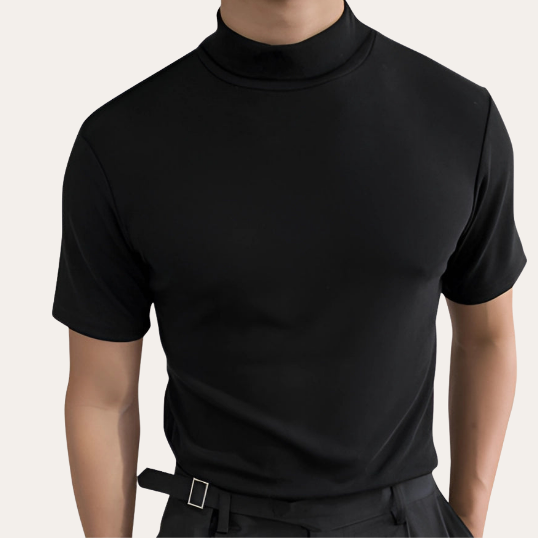 Herren Kurzarm Rollkragen T-Shirt Slim Fit | Vestea