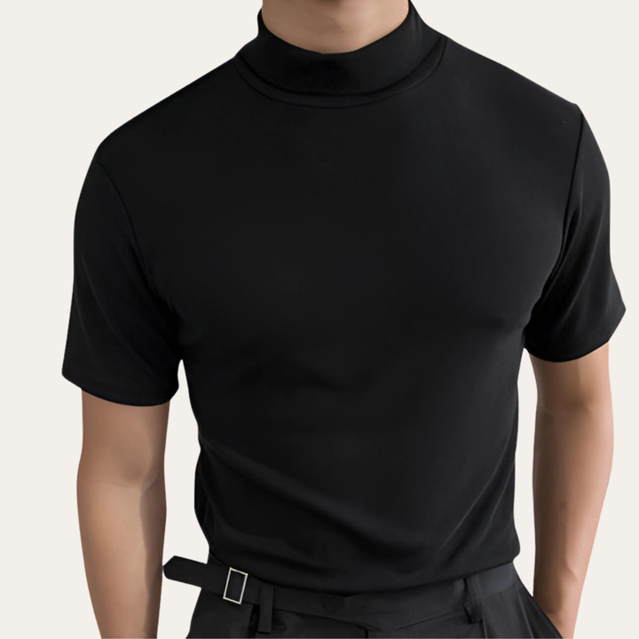 Herren Kurzarm Rollkragen T-Shirt Slim Fit | Vestea