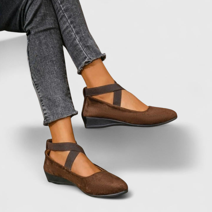 Zapatos planos tipo Mary Jane para mujer, de ante, con tira elástica, sin cordones y acolchados