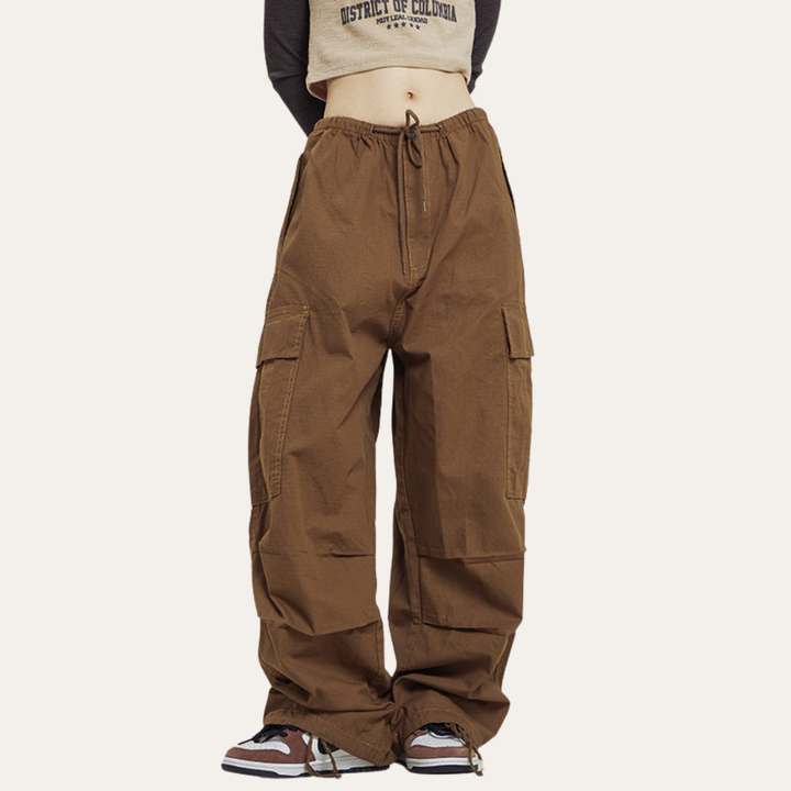 Damen Cargo Hose mit Taschen weiter Schnitt Streetwear Look | Vestea