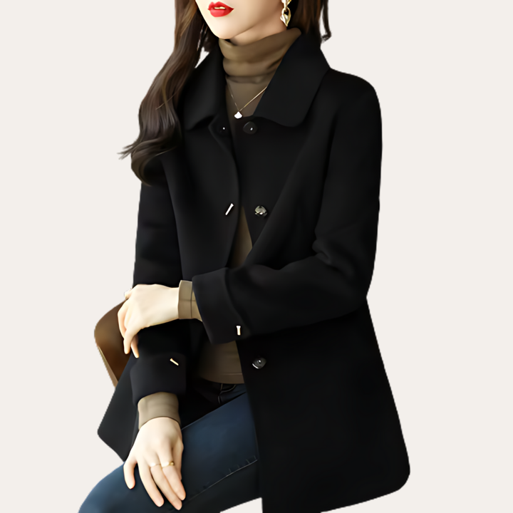 Damen Wollmantel Kurz Elegant Knopfleiste Herbst Wintermantel | Vestea