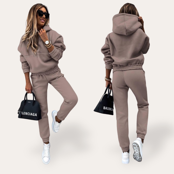 Damen Freizeitanzug Zweiteiler mit Hoodie Baumwollmischung | Vestea