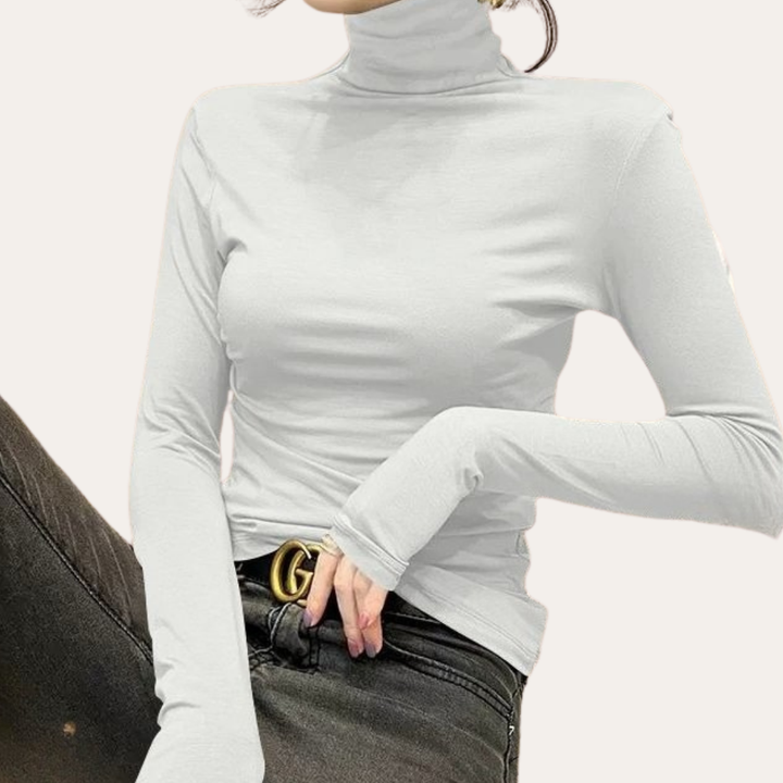 Damen Rollkragen Langarmshirt Slim Fit | Vestea