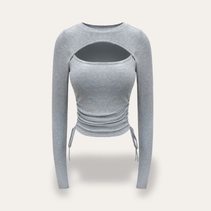 Damen Langarmshirt mit Cut Out und Raffung | Vestea