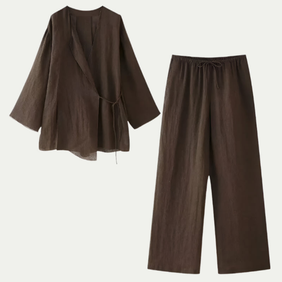 Damen Zweiteiler Set Bluse Hose | Vestea