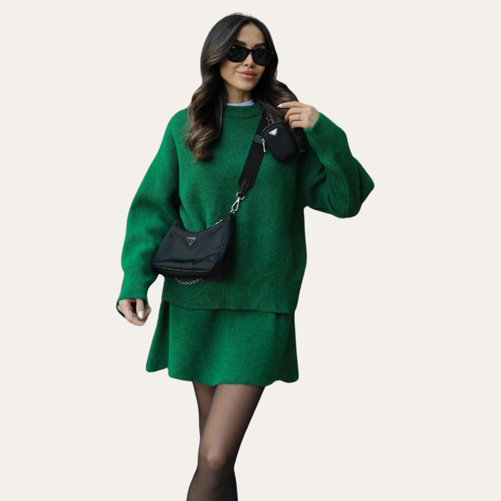 Damen Strick Pullover Rock Set Zweiteiler Winter Outfit Viskose | Vestea
