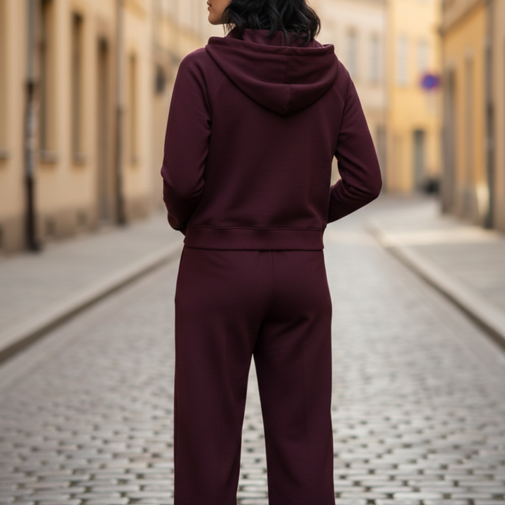 Conjunto de descanso Sudadera con cremallera Pantalones de pierna recta Ajuste holgado para mujer