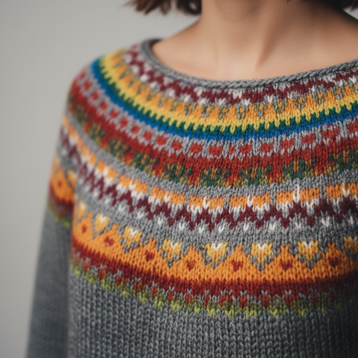 Damen Fair Isle Strickpullover Rundhals | Vestea