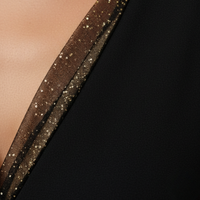 Cocktail Dress V Neck Sheer Sequin Long Sleeve Mesh Womens Black