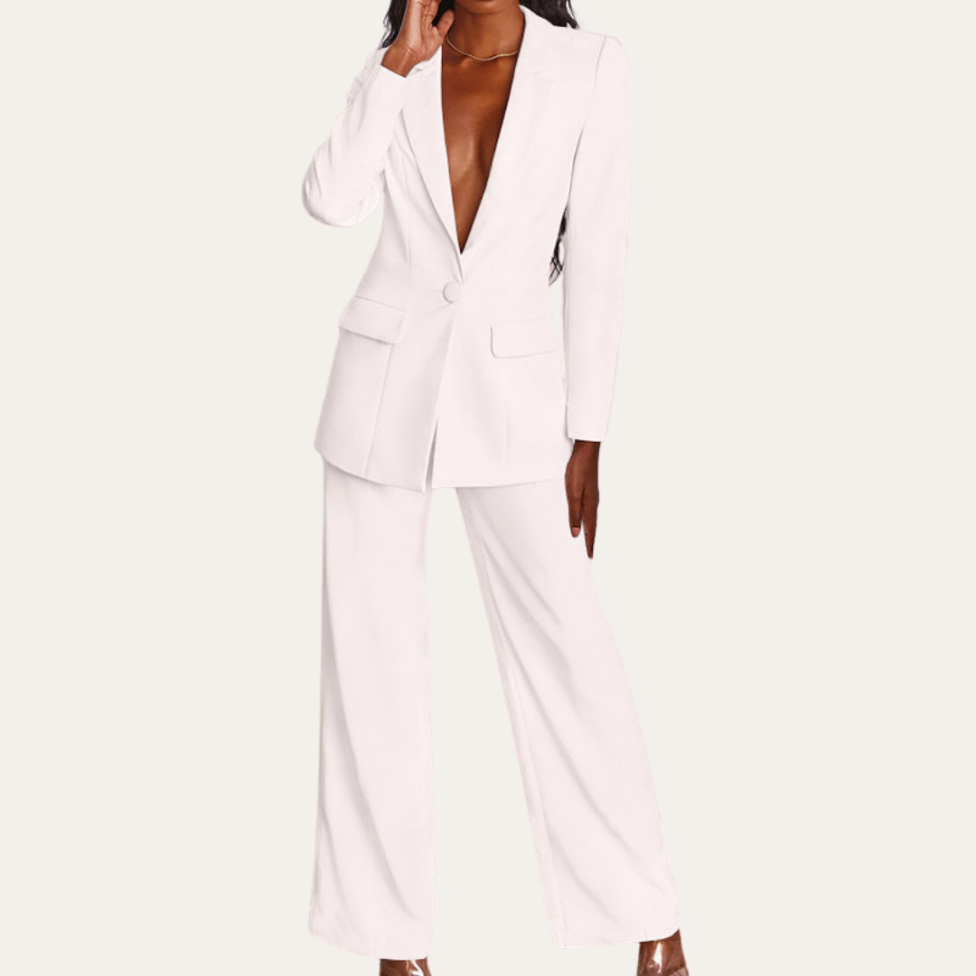 Damen Anzug mit langem Blazer und weiten Hosen | Vestea