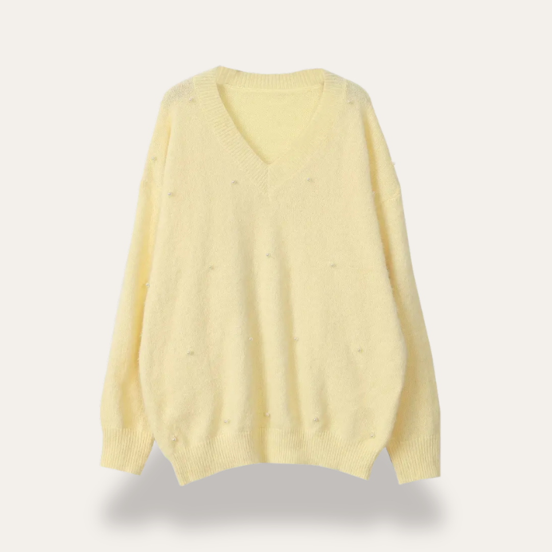 Strickpullover mit Perlendetails für Damen | Vestea