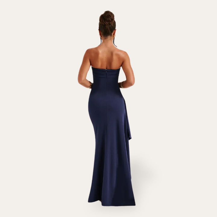 Vestea | Damen trägerloses Maxikleid mit Schlitz
