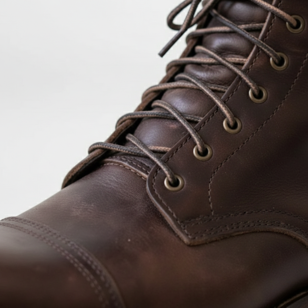 Botas ortopédicas con correa de velcro para tobillo de cuero para hombre