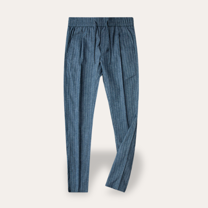 Herren Nadelstreifen Hose Mischung mit Kordelzug | Vestea