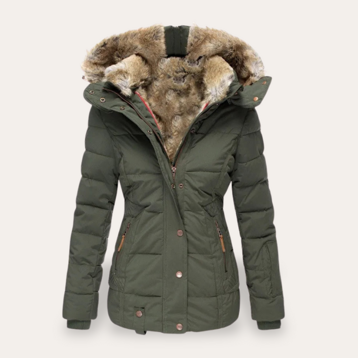 Winterjacke Damen mit Kapuze und Kunstfell | Vestea