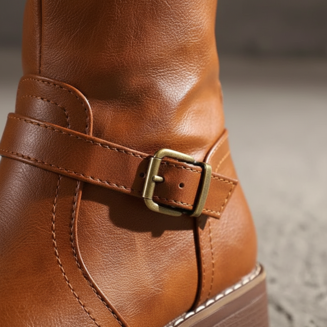 Orthopädische Damen Langschaft-Stiefel aus Kunstleder | Vestea