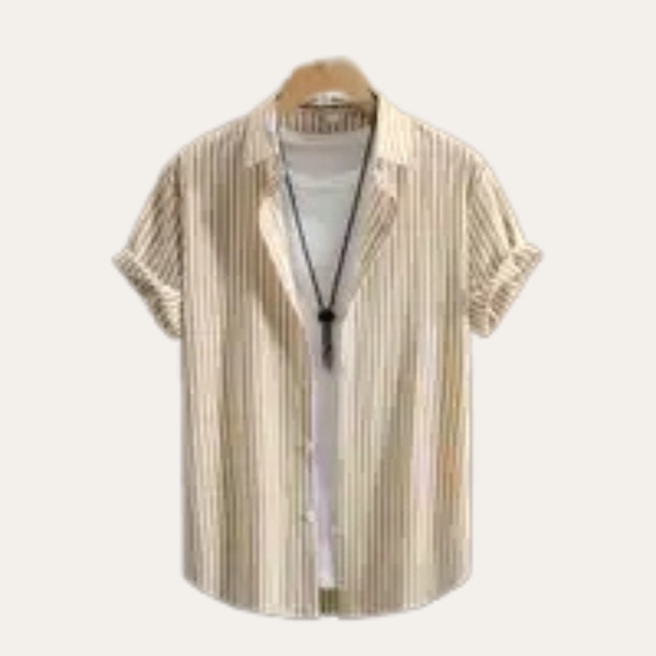 Herren Kurzarmhemd – Gestreift Textil Sommer |  Vestea