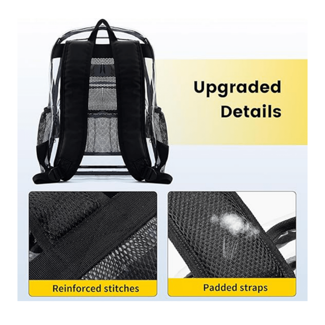 Herren Rucksack aus transparentem Material mit Netzfronttasche | Vestea