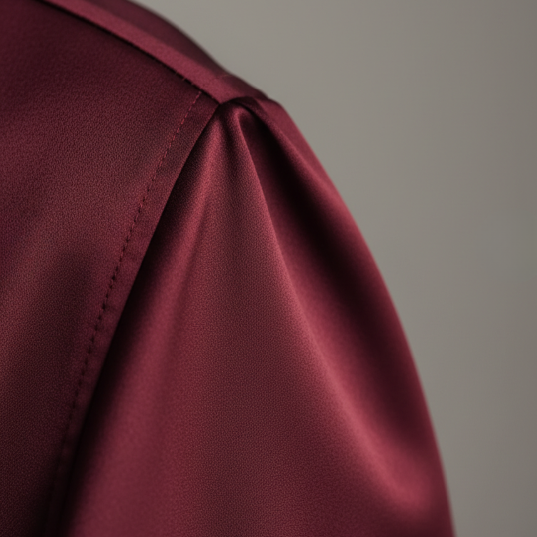 Robe midi portefeuille en satin bordeaux pour femme