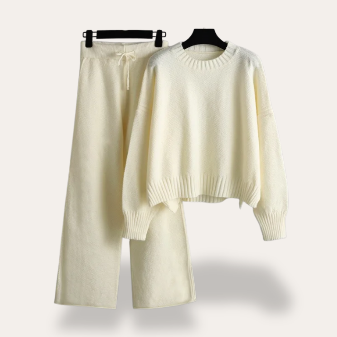 Damen Strick-Zweiteiler Set mit Pullover und Hose Acrylmischung | Vestea