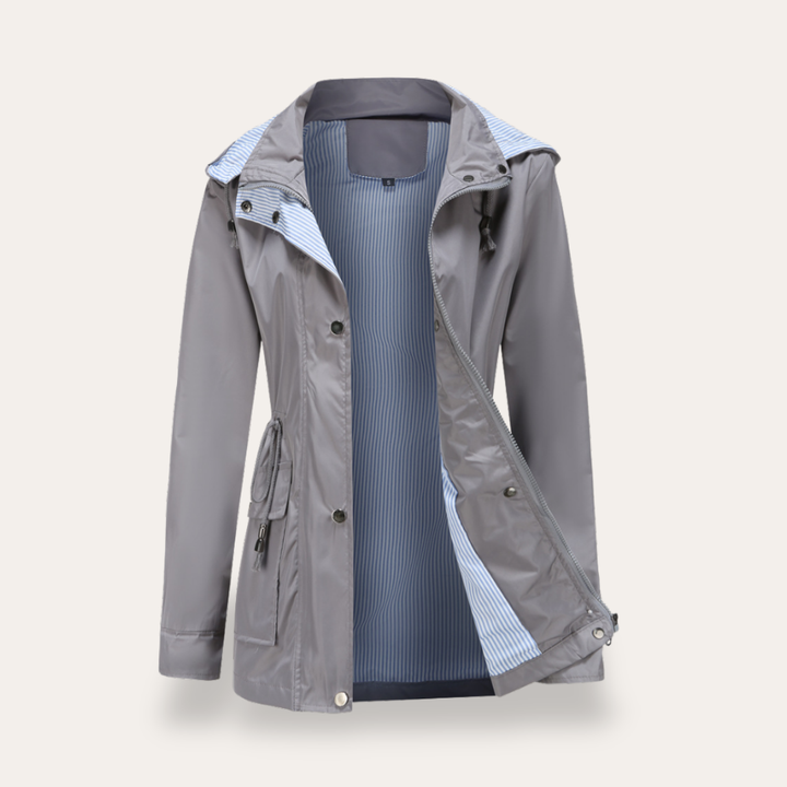 Damen Regenjacke mit Kapuze und Kordelzug Wasserabweisend | Vestea