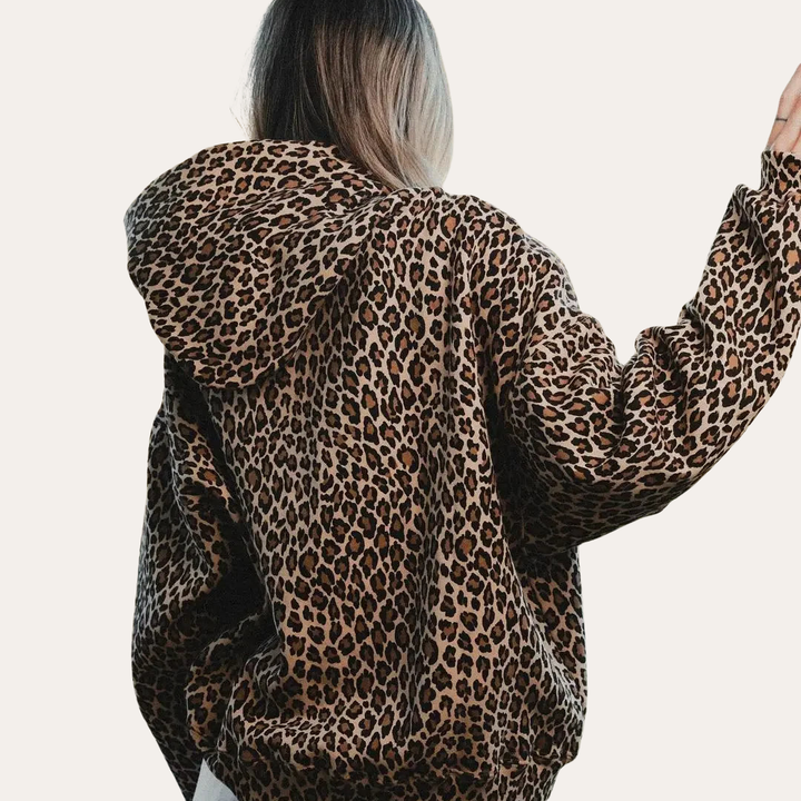 Damen Kapuzenpullover mit Leopardenmuster | Vestea
