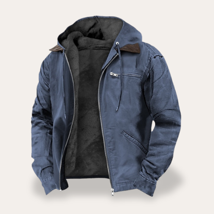 Herren Winterjacke Kapuzenjacke Fleecefutter Reißverschluss Outdoor | Vestea