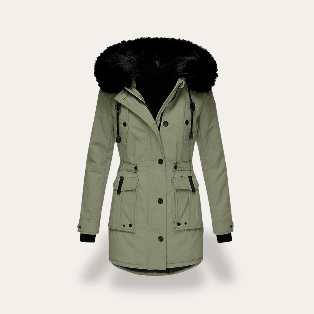Damen Winterparka mit Kapuze und Kunstfellkragen | Vestea