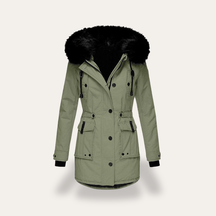 Damen Winterparka mit Kapuze und Kunstfellkragen | Vestea