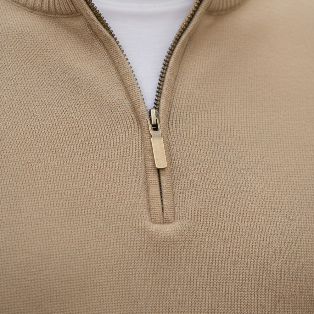 Herren-Feinstrickpullover mit halbem Reißverschluss | Vestea