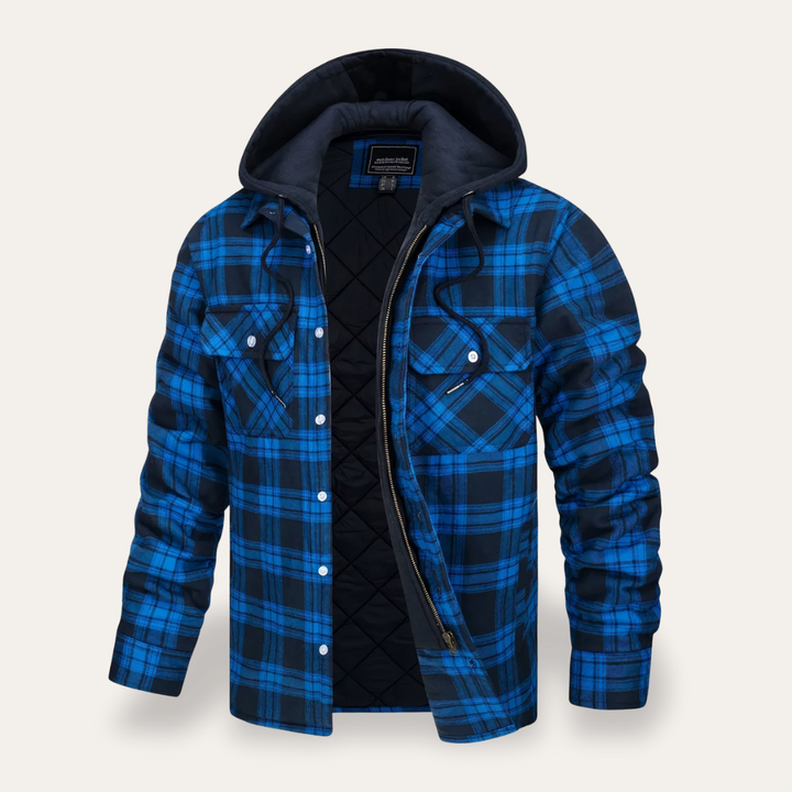 Herren Flanellhemd mit Kapuze Baumwolle Outdoorjacke | Vestea