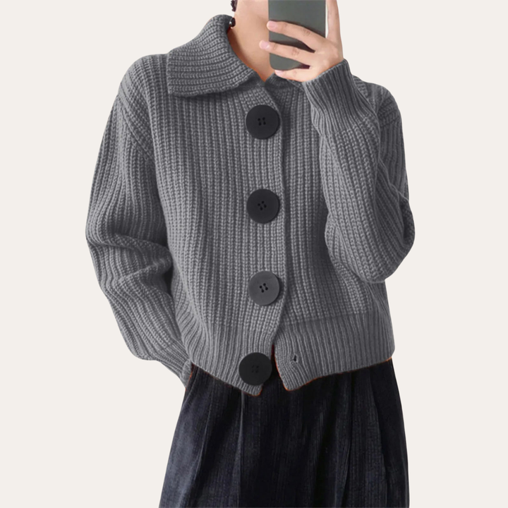 Damen Strickjacke mit Knöpfen Grobstrick Cardigan | Vestea