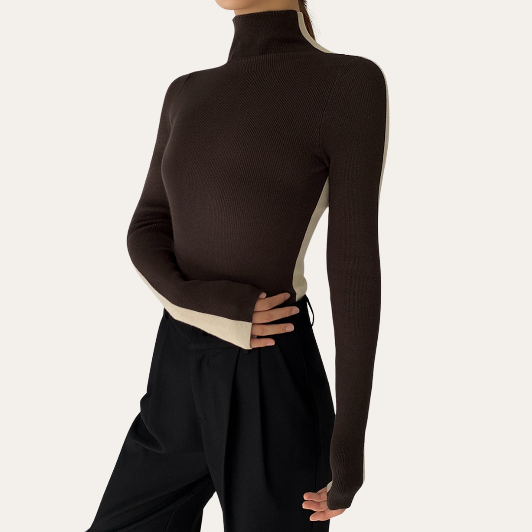 Damen Rollkragenpullover Langarm Strickfigurbetont | Vestea