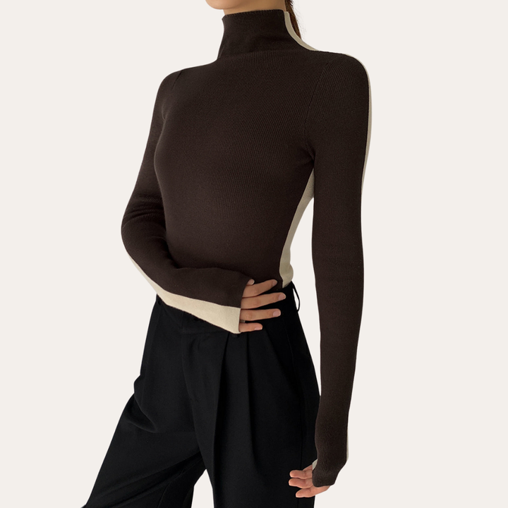 Damen Rollkragenpullover Langarm Strickfigurbetont | Vestea