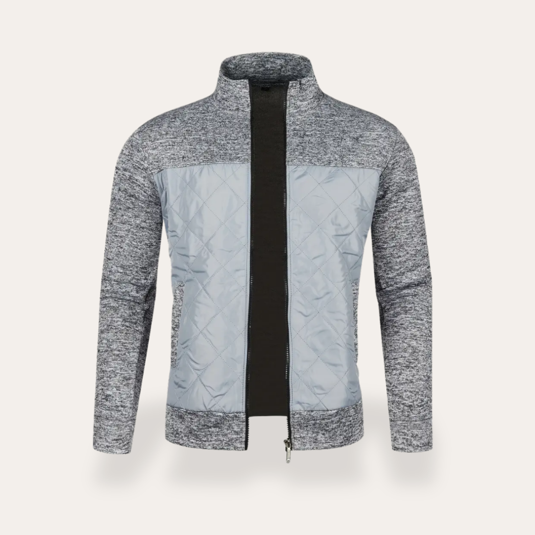 Herren Strickjacke Materialmix Stehkragen Winter | Vestea