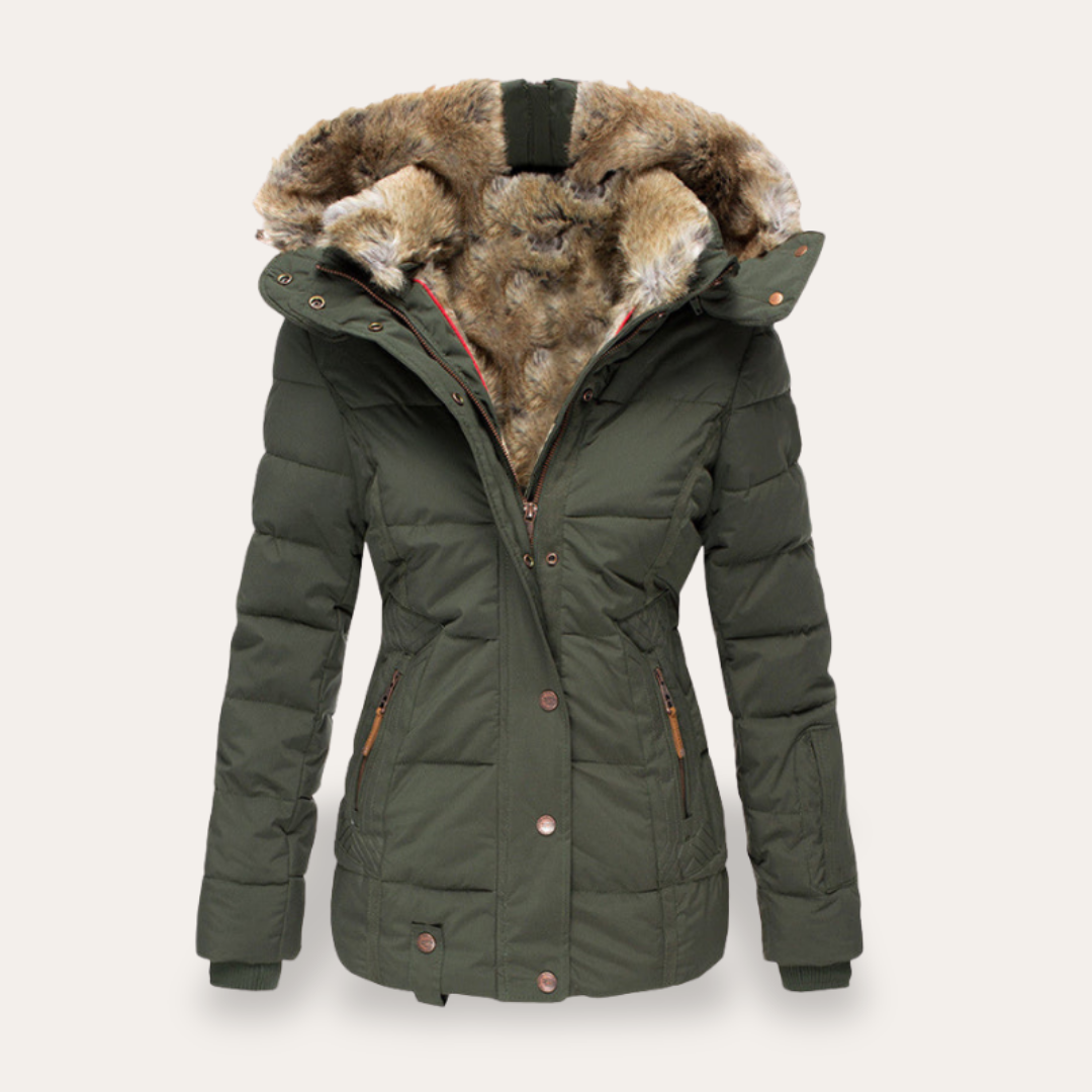 Damen Winterjacke mit Kapuze und Kunstfellbesatz | Vestea