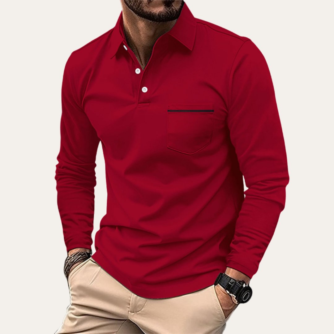 Herren Langarm Polohemd Slim Fit | Vestea