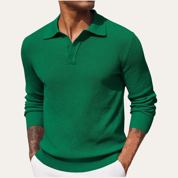 Herren Langarm Poloshirt Strickpullover Freizeitmode | Vestea